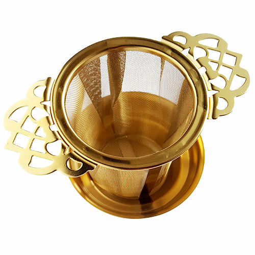 Teesiivilä + alusta 'Pretty' kullanvärinen, teräs