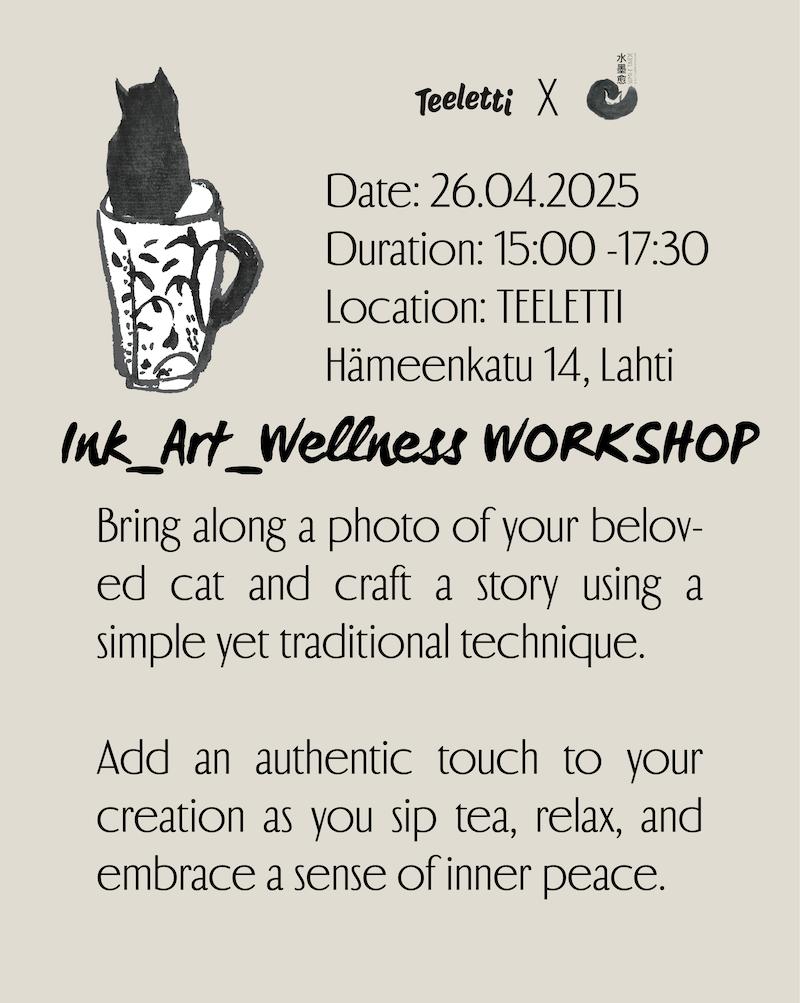 Sumi-e wellness workshop Sat 26.4.2025 15.00-17.30