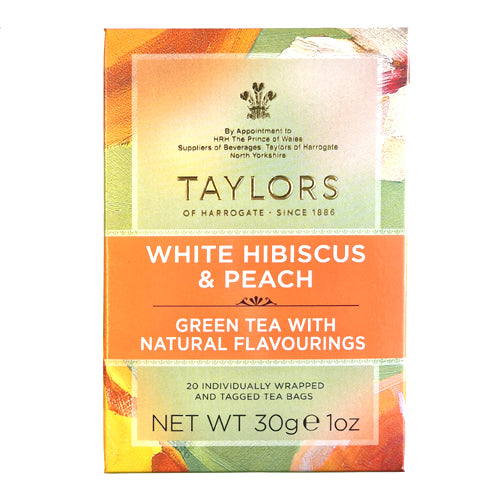 Taylors of Harrogate Green White Hibiscus & Peach 20 ps